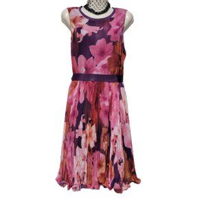 NEW Argenti Purple Floral Print Sleeveless Dress Sizes 8 Size 12- New With Tags